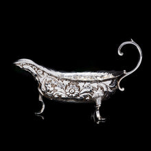 Load image into Gallery viewer, Antique Victorian Solid Silver Chased Sauce Boat - Horace Woodward & Co Ltd 1897 - Artisan Antiques