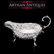 Load image into Gallery viewer, Antique Victorian Solid Silver Chased Sauce Boat - Horace Woodward & Co Ltd 1897 - Artisan Antiques