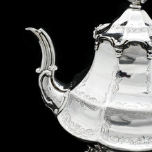 Load image into Gallery viewer, A Victorian Solid Silver Teapot with Engraved Panels - John & George Angell 1846 - Artisan Antiques
