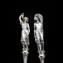 Load image into Gallery viewer, An Extremely Rare Pair of Figural Solid Silver Fish Servers - Francis Higgins 1882 - Artisan Antiques