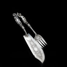 Load image into Gallery viewer, An Extremely Rare Pair of Figural Solid Silver Fish Servers - Francis Higgins 1882 - Artisan Antiques
