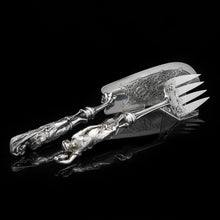 Load image into Gallery viewer, An Extremely Rare Pair of Figural Solid Silver Fish Servers - Francis Higgins 1882 - Artisan Antiques