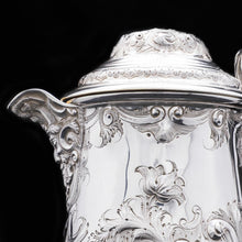 Load image into Gallery viewer, Large Solid Silver Flagon/Tankard with Victorian Chased Motifs - Martin Hall & Co, 1862 - Artisan Antiques