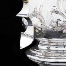Load image into Gallery viewer, Large Solid Silver Flagon/Tankard with Victorian Chased Motifs - Martin Hall & Co, 1862 - Artisan Antiques