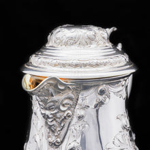 Load image into Gallery viewer, Large Solid Silver Flagon/Tankard with Victorian Chased Motifs - Martin Hall & Co, 1862 - Artisan Antiques