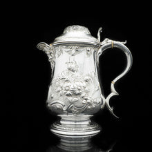 Load image into Gallery viewer, Large Solid Silver Flagon/Tankard with Victorian Chased Motifs - Martin Hall & Co, 1862 - Artisan Antiques