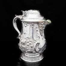 Load image into Gallery viewer, Large Solid Silver Flagon/Tankard with Victorian Chased Motifs - Martin Hall & Co, 1862 - Artisan Antiques