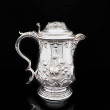 Load image into Gallery viewer, Large Solid Silver Flagon/Tankard with Victorian Chased Motifs - Martin Hall & Co, 1862 - Artisan Antiques