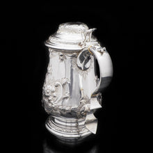 Load image into Gallery viewer, Large Solid Silver Flagon/Tankard with Victorian Chased Motifs - Martin Hall & Co, 1862 - Artisan Antiques