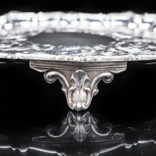 Load image into Gallery viewer, Large Victorian Solid Silver Salver Tray with Foliate Engravings - Henry Holland 1859 - Artisan Antiques