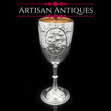 Load image into Gallery viewer, A Large Solid Silver Goblet with Victorian Chased Motifs - George Unite 1891 - Artisan Antiques