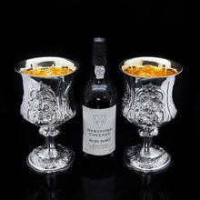 Load image into Gallery viewer, An Enormous & Rare Pair of Solid Silver Goblets/Cups with Ornate Chased Motifs - James Beebe 1861 - Artisan Antiques