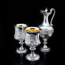 Load image into Gallery viewer, An Enormous & Rare Pair of Solid Silver Goblets/Cups with Ornate Chased Motifs - James Beebe 1861 - Artisan Antiques