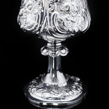 Load image into Gallery viewer, An Enormous & Rare Pair of Solid Silver Goblets/Cups with Ornate Chased Motifs - James Beebe 1861 - Artisan Antiques