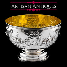 Load image into Gallery viewer, Antique Solid Silver Bowl with Victorian Decorations - Charles Stuart Harris 1895
