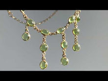 Load and play video in Gallery viewer, Vintage 9K Gold Peridot Cabochon Cascade Drop Necklace