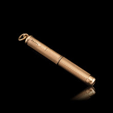 Load image into Gallery viewer, Vintage 9ct Solid Gold Cigar/Cigarette Pick Drill with Engine Turned Decorations - Asprey &amp; Co Ltd
