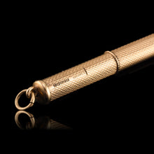Load image into Gallery viewer, Vintage 9ct Solid Gold Cigar/Cigarette Pick Drill with Engine Turned Decorations - Asprey &amp; Co Ltd
