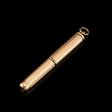 Load image into Gallery viewer, Vintage 9ct Solid Gold Cigar/Cigarette Pick Drill with Engine Turned Decorations - Asprey &amp; Co Ltd
