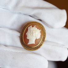Load image into Gallery viewer, Antique Victorian 15ct Gold Carved Shell Cameo with Figural Lady Head - c.1890
