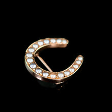Load image into Gallery viewer, Antique Victorian 14ct Gold Horseshoe Pearl Brooch/Pin - c.1860
