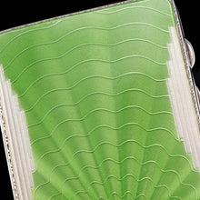 Load image into Gallery viewer, Art Deco Sterling Silver Cigarette Case with Green Enamel Guilloche Sunburst Ray - Joseph Gloster 1936
