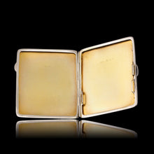 Load image into Gallery viewer, Art Deco Sterling Silver Cigarette Case with Green Enamel Guilloche Sunburst Ray - Joseph Gloster 1936
