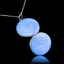 Load image into Gallery viewer, Antique Norwegian Blue Guilloche Enamel Pendant Necklace with Locket - Marius Hammer c.1900
