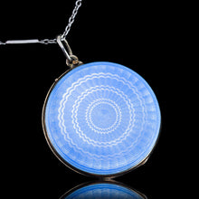 Load image into Gallery viewer, Antique Norwegian Blue Guilloche Enamel Pendant Necklace with Locket - Marius Hammer c.1900

