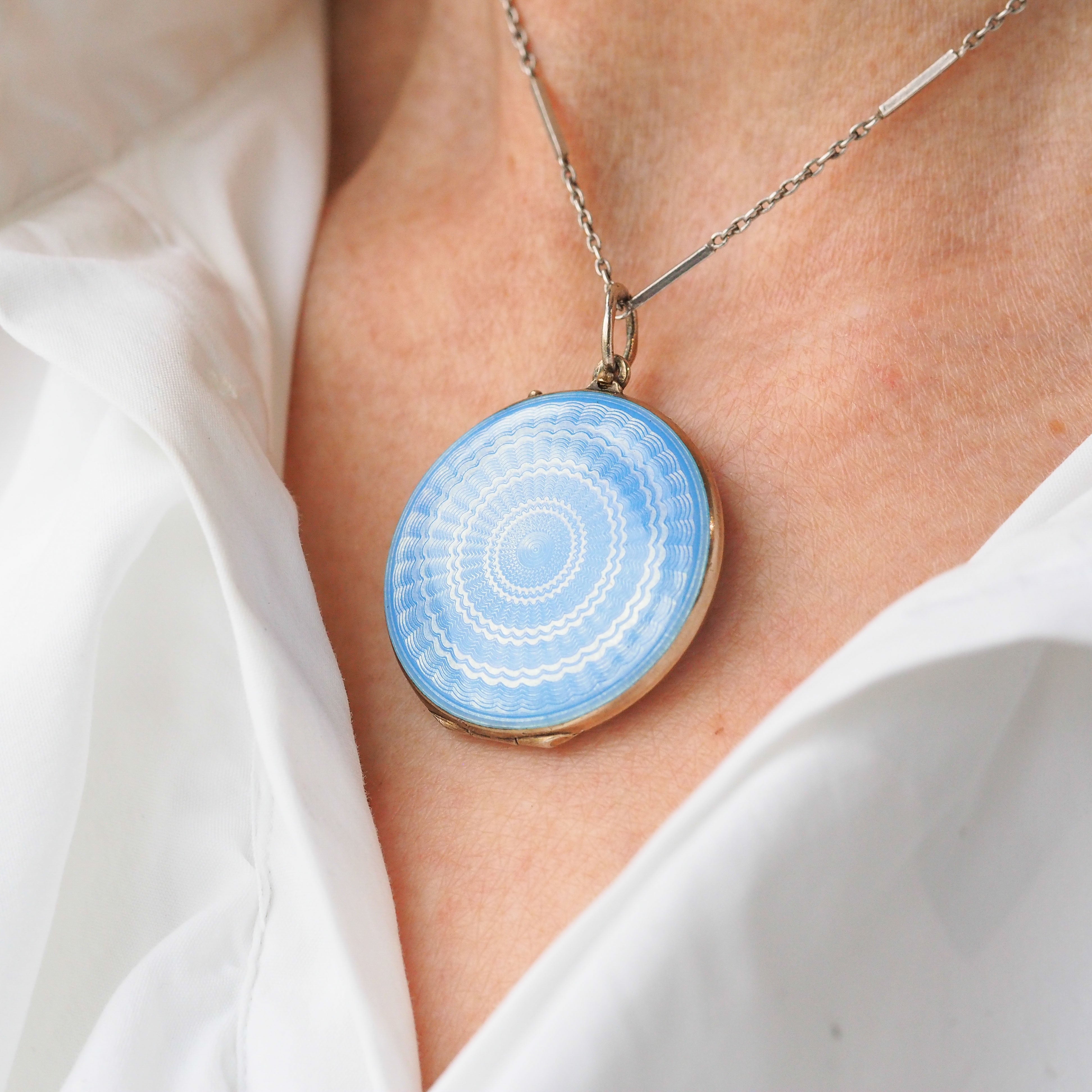 Enamel locket necklace outlet