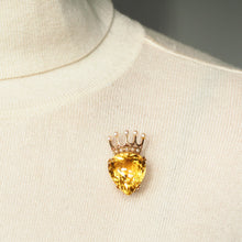 Load image into Gallery viewer, A Citrine &amp; Pearl 14ct Gold Heart Coronet Crown Brooch/Pendant Necklace
