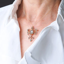 Load image into Gallery viewer, Antique Art Nouveau Aquamarine &amp; Pearl Pendant Necklace/Brooch Lavalier 9ct Gold - Edwardian c.1910
