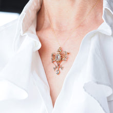 Load image into Gallery viewer, Antique Art Nouveau Aquamarine &amp; Pearl Pendant Necklace/Brooch Lavalier 9ct Gold - Edwardian c.1910
