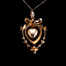 Load image into Gallery viewer, Antique Edwardian 15ct Gold Turquoise, Diamond &amp; Seed Pearl Pendant Necklace - c.1910
