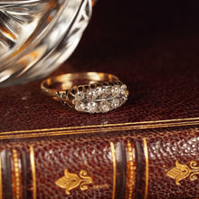 Load image into Gallery viewer, Antique Victorian 18K Gold Diamond Ring Old Cut Two Row Boat-Shaped - c.1890
