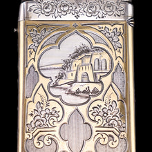 Load image into Gallery viewer, Antique French Solid Silver Parcel Gilt Cigarette Case with Engraved Scenes - 19th c.
