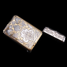 Load image into Gallery viewer, Antique French Solid Silver Parcel Gilt Cigarette Case with Engraved Scenes - 19th c.
