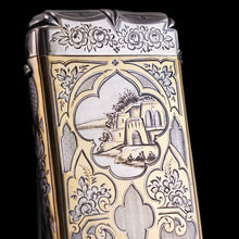 Load image into Gallery viewer, Antique French Solid Silver Parcel Gilt Cigarette Case with Engraved Scenes - 19th c.
