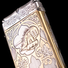 Load image into Gallery viewer, Antique French Solid Silver Parcel Gilt Cigarette Case with Engraved Scenes - 19th c.
