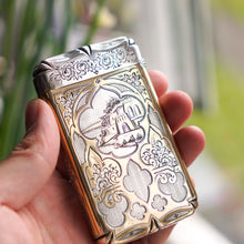 Load image into Gallery viewer, Antique French Solid Silver Parcel Gilt Cigarette Case with Engraved Scenes - 19th c.
