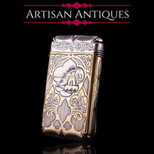 Load image into Gallery viewer, Antique French Solid Silver Parcel Gilt Cigarette Case with Engraved Scenes - 19th c.
