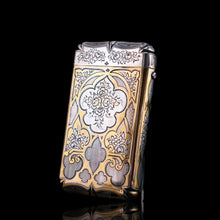 Load image into Gallery viewer, Antique French Solid Silver Parcel Gilt Cigarette Case with Engraved Scenes - 19th c.
