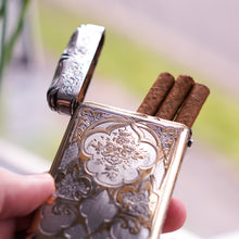 Load image into Gallery viewer, Antique French Solid Silver Parcel Gilt Cigarette Case with Engraved Scenes - 19th c.
