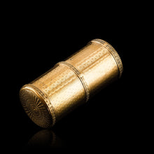 Load image into Gallery viewer, Antique French Solid Silver Gilt Box Cylindrical Etui, Engine Turned Guilloche Design - c.1890
