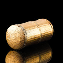 Load image into Gallery viewer, Antique French Solid Silver Gilt Box Cylindrical Etui, Engine Turned Guilloche Design - c.1890
