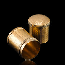 Load image into Gallery viewer, Antique French Solid Silver Gilt Box Cylindrical Etui, Engine Turned Guilloche Design - c.1890
