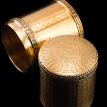 Load image into Gallery viewer, Antique French Solid Silver Gilt Box Cylindrical Etui, Engine Turned Guilloche Design - c.1890
