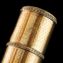 Load image into Gallery viewer, Antique French Solid Silver Gilt Box Cylindrical Etui, Engine Turned Guilloche Design - c.1890
