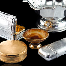 Load image into Gallery viewer, Antique Frenchy Solid Silver Gilt Vermeil Circular Box - c.1900
