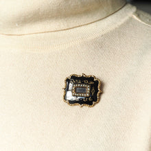 Load image into Gallery viewer, Antique Georgian 14ct Gold Mourning Brooch with Seed Pearls &amp; Black Enamel - c.1800
